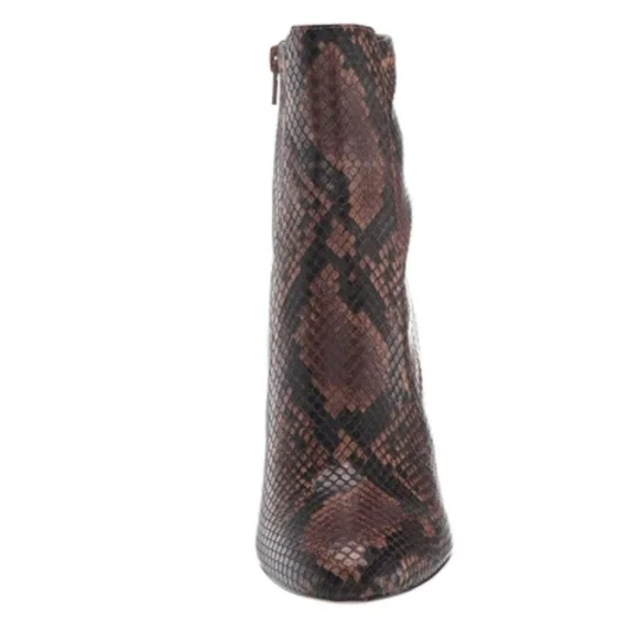 ALDO Womens Brown Snake-Embossed Comfort Cushioned Aurella Almond Toe Block Heel - Picture 3 of 6